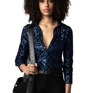 Zadig & Voltaire - NWT Tawny Sequin Shirt - Encre